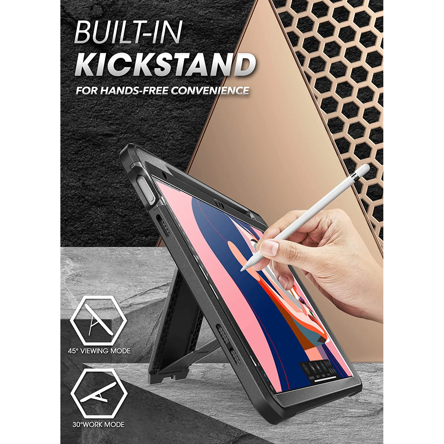 iPad 10.9" 2022 Unicorn Beetle PRO Rugged Kickstand Case-Black - Image 6