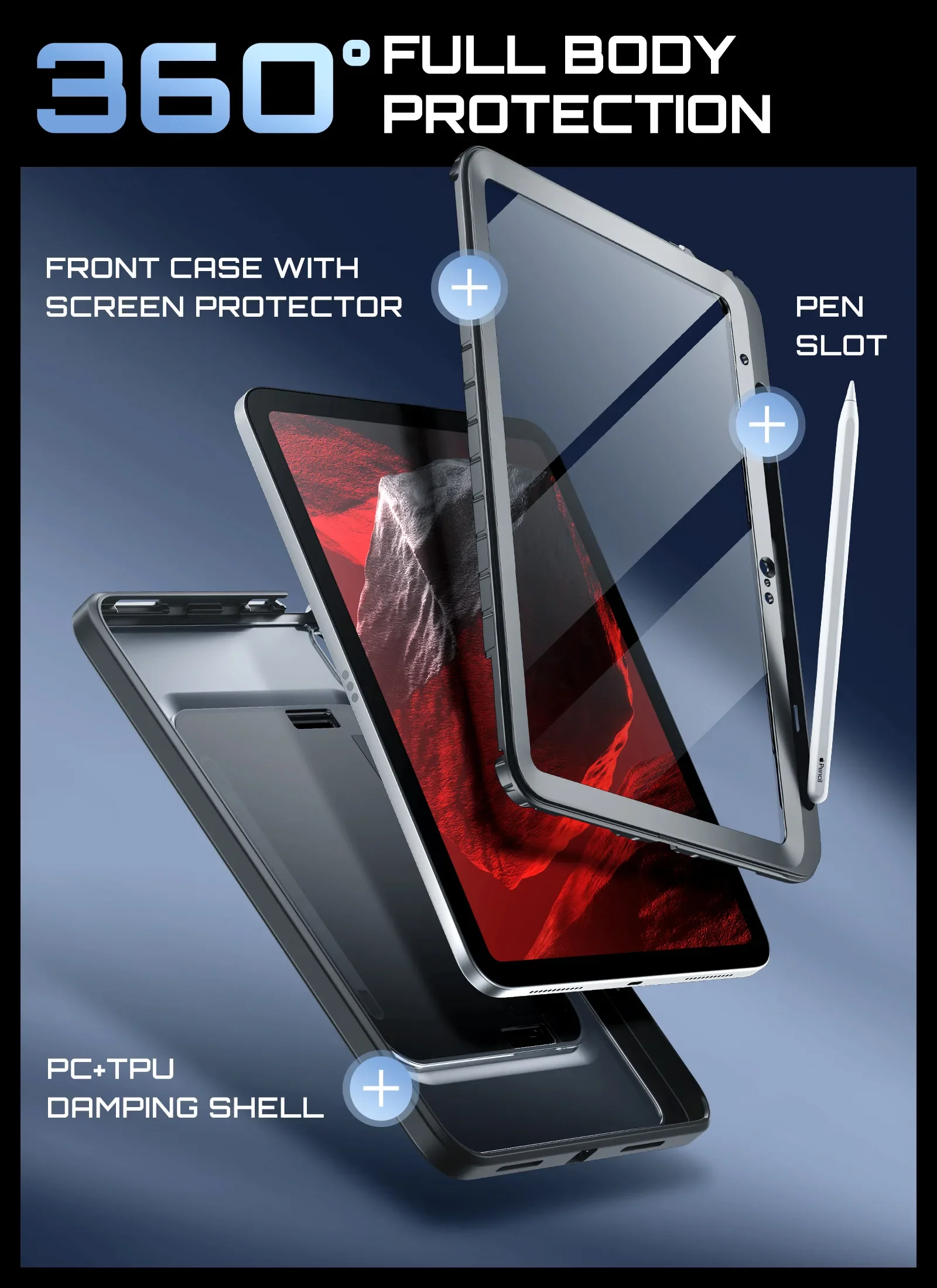 iPad 11" 2025 Unicorn Beetle Anchor Rugged Kickstand Case with Screen Protector - Black - Image 7