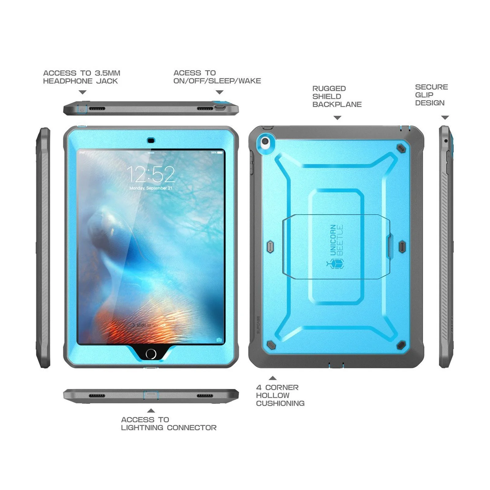 iPad 9.7 inch Unicorn Beetle Pro Full-Body Case-Blue - Image 3