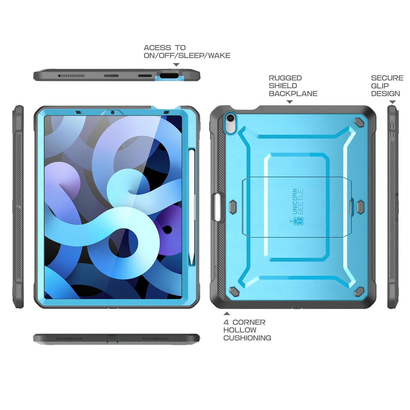 iPad Air 4 / 5 Unicorn Beetle PRO Rugged Kickstand Case-Blue - Image 7