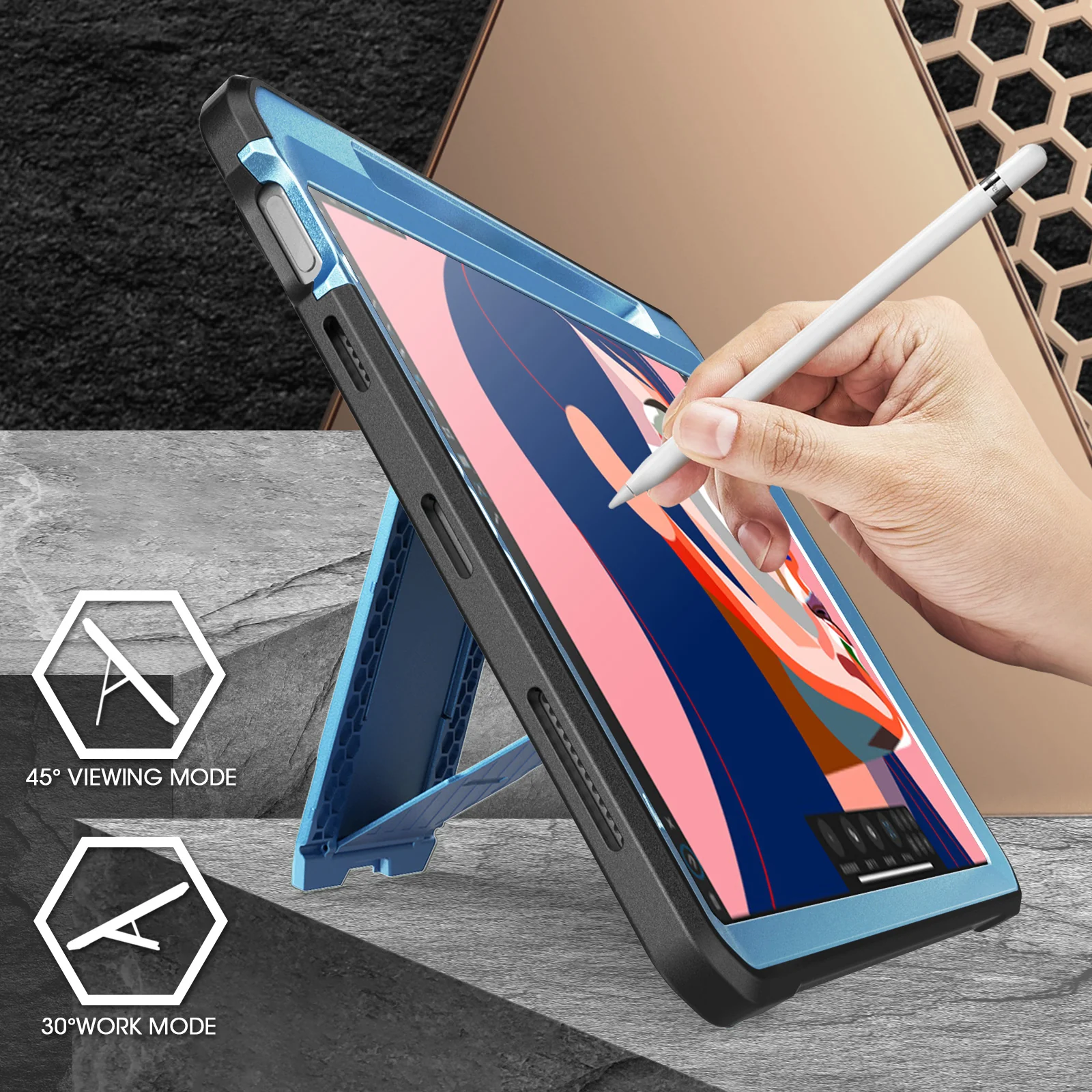 iPad Air 4 / 5 Unicorn Beetle PRO Rugged Kickstand Case-Metallic Blue - Image 6