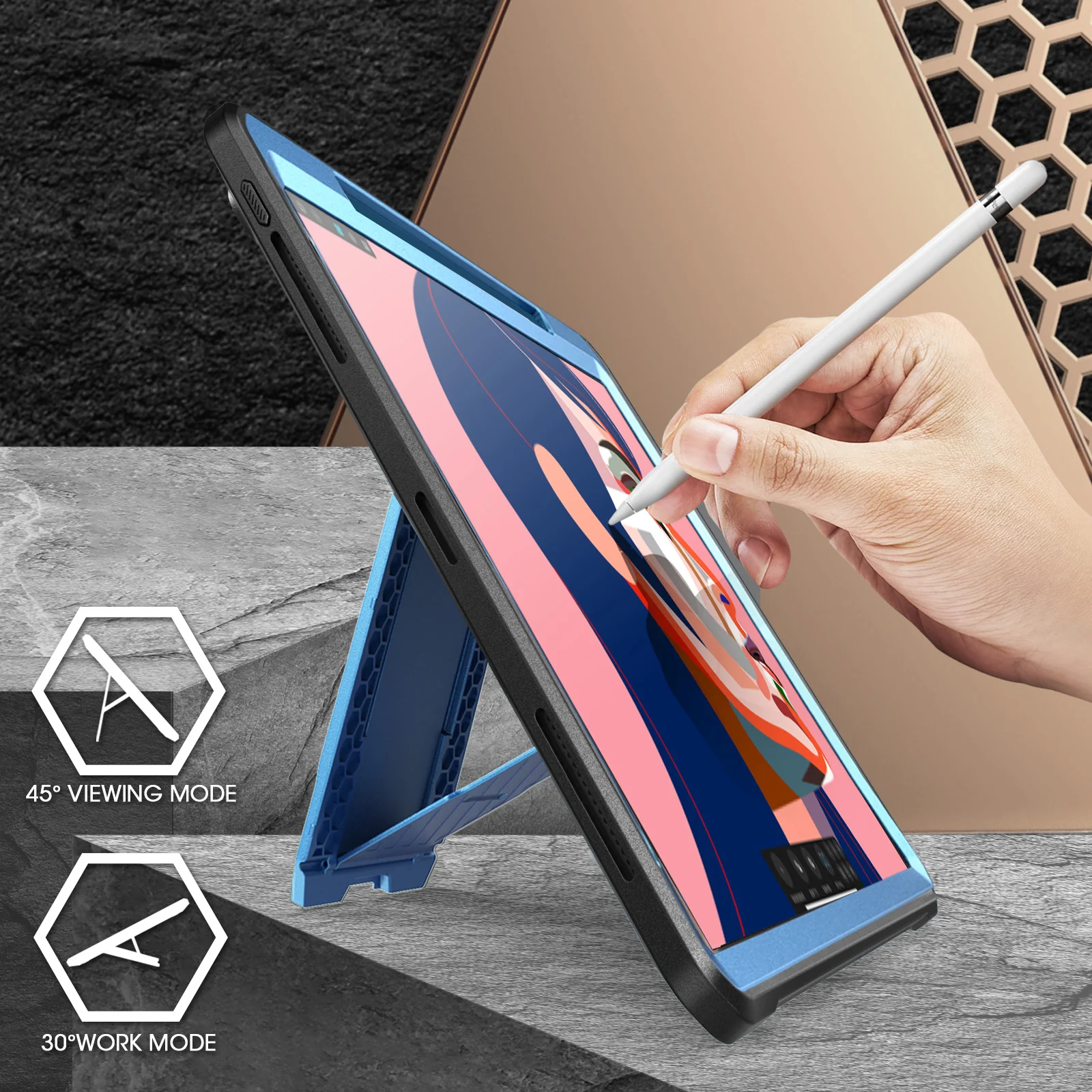 iPad Pro 12.9 Inch (2020) Unicorn Beetle Pro Rugged Case-Metallic Blue - Image 4