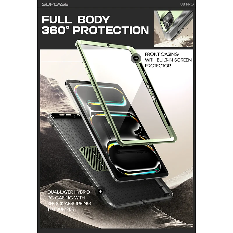 iPad Pro 13 Inch (2024/2025) Unicorn Beetle Pro Rugged Case- Dark Green - Image 5