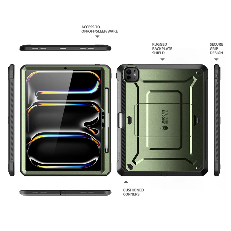 iPad Pro 13 Inch (2024/2025) Unicorn Beetle Pro Rugged Case- Dark Green - Image 8
