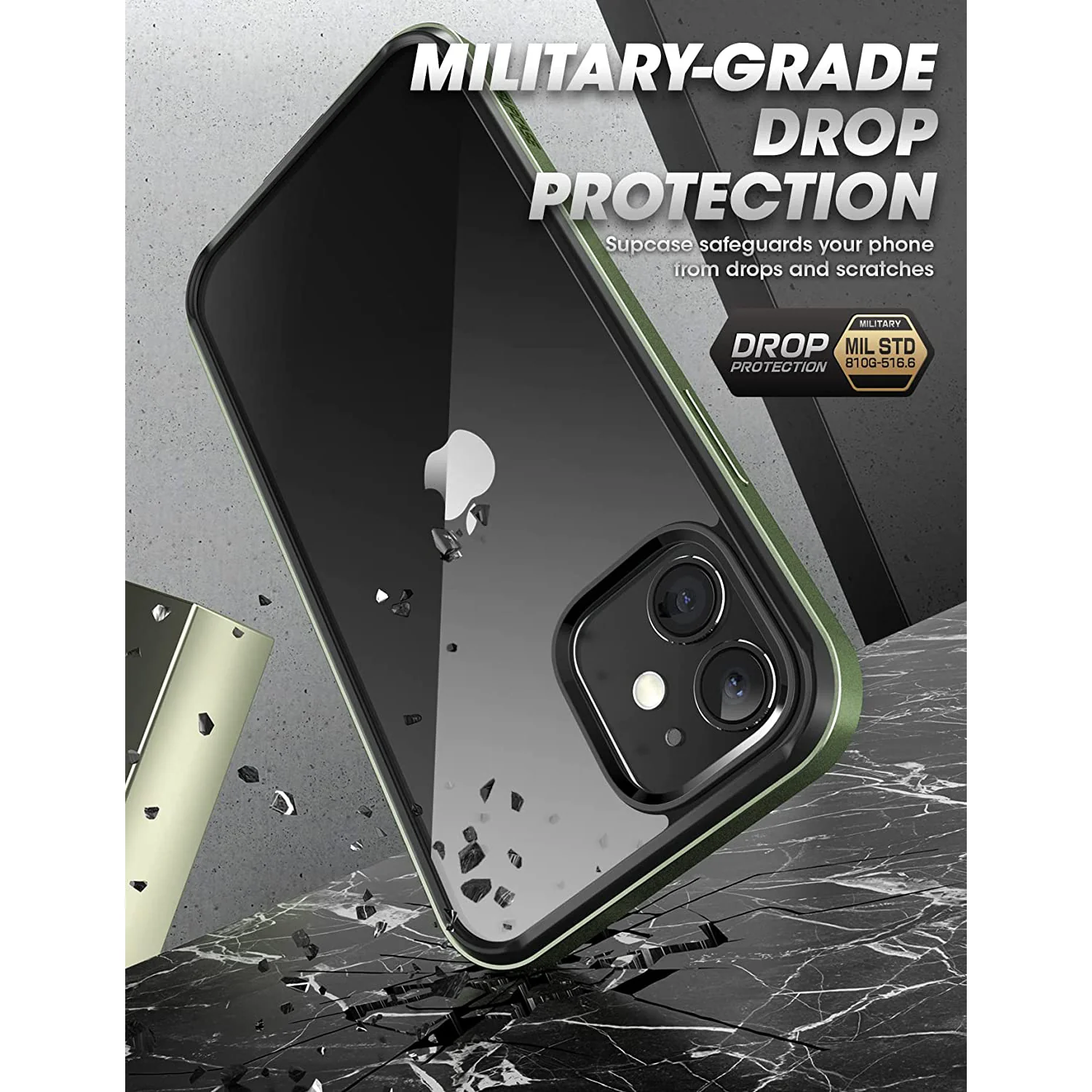 iPhone 11 6.1 inch Unicorn Beetle Edge Clear Bumper Case-Dark Green - Image 6