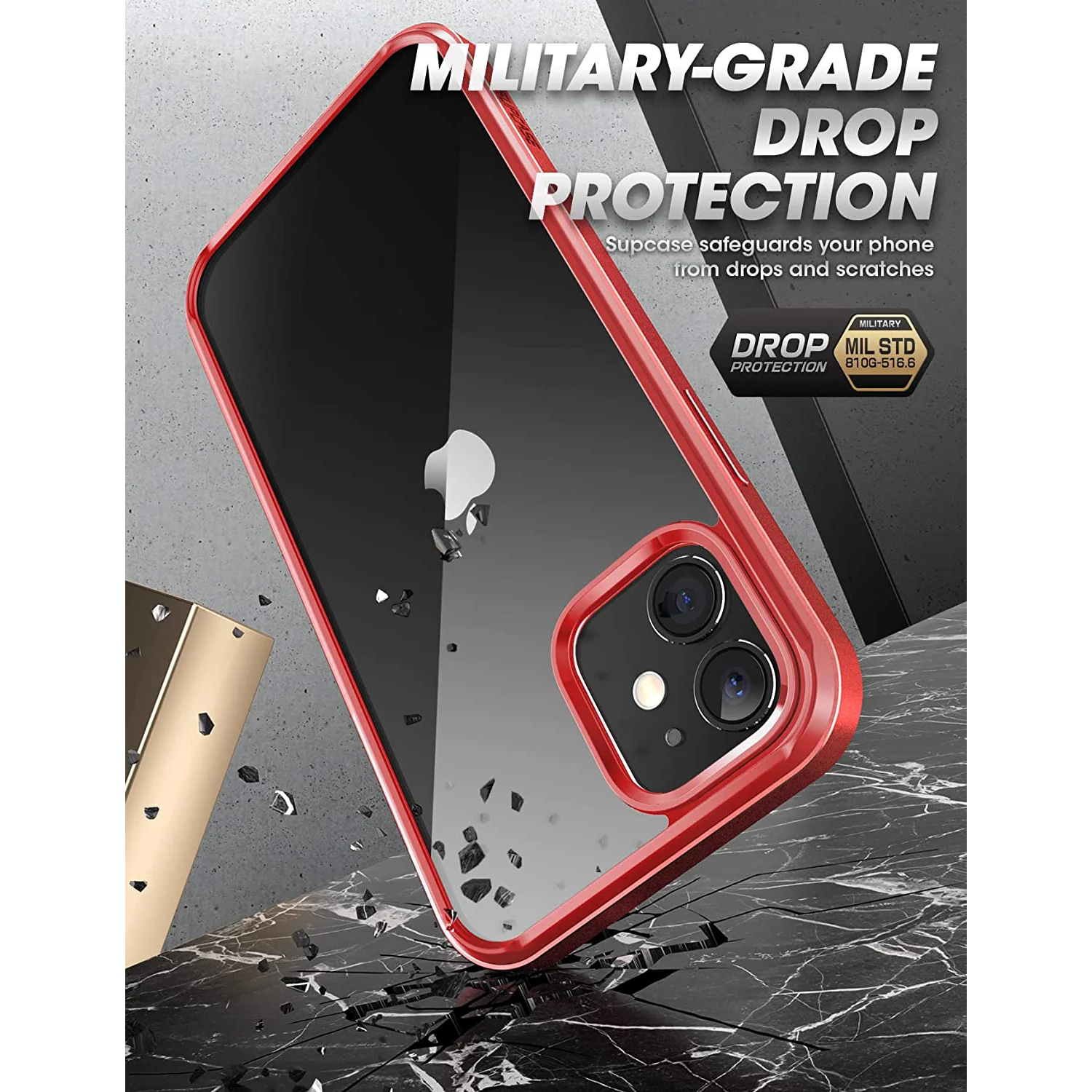 iPhone 11 6.1 inch Unicorn Beetle Edge Clear Bumper Case-Metallic Red - Image 6