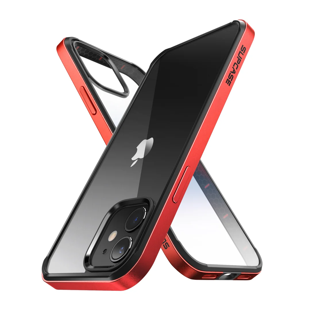iPhone 12 6.1 inch Unicorn Beetle Edge Clear Bumper Case-Metallic Red - Image 2