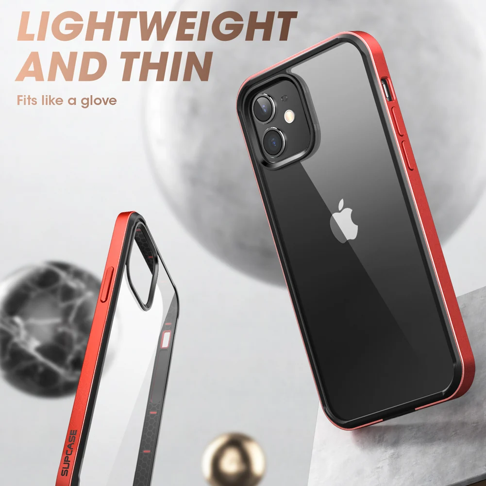 iPhone 12 6.1 inch Unicorn Beetle Edge Clear Bumper Case-Metallic Red - Image 3