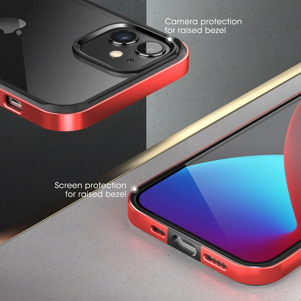 iPhone 12 6.1 inch Unicorn Beetle Edge Clear Bumper Case-Metallic Red - Image 4