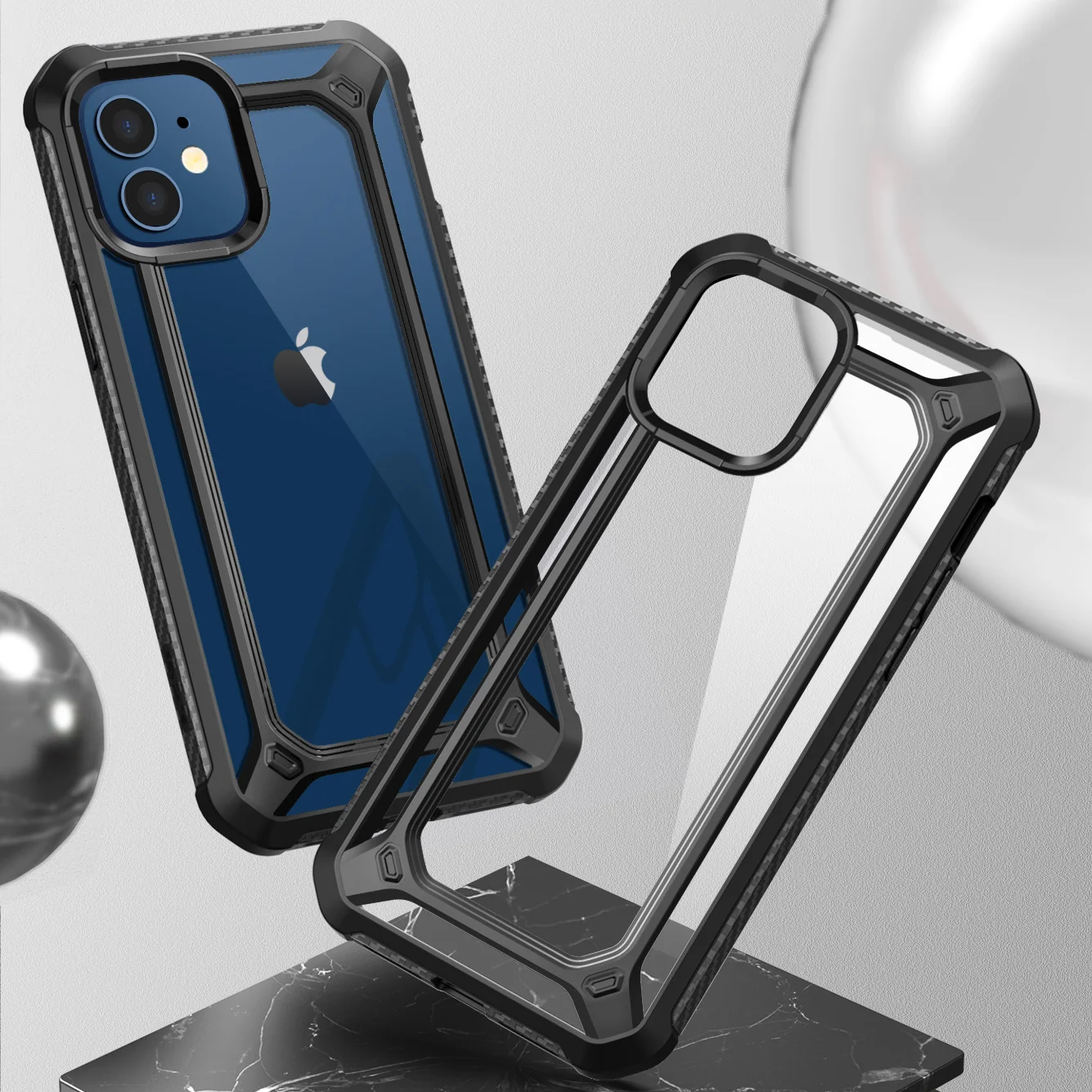 iPhone 12 6.1 inch Unicorn Beetle Exo with Screen Protector Clear Case-Black - Image 5