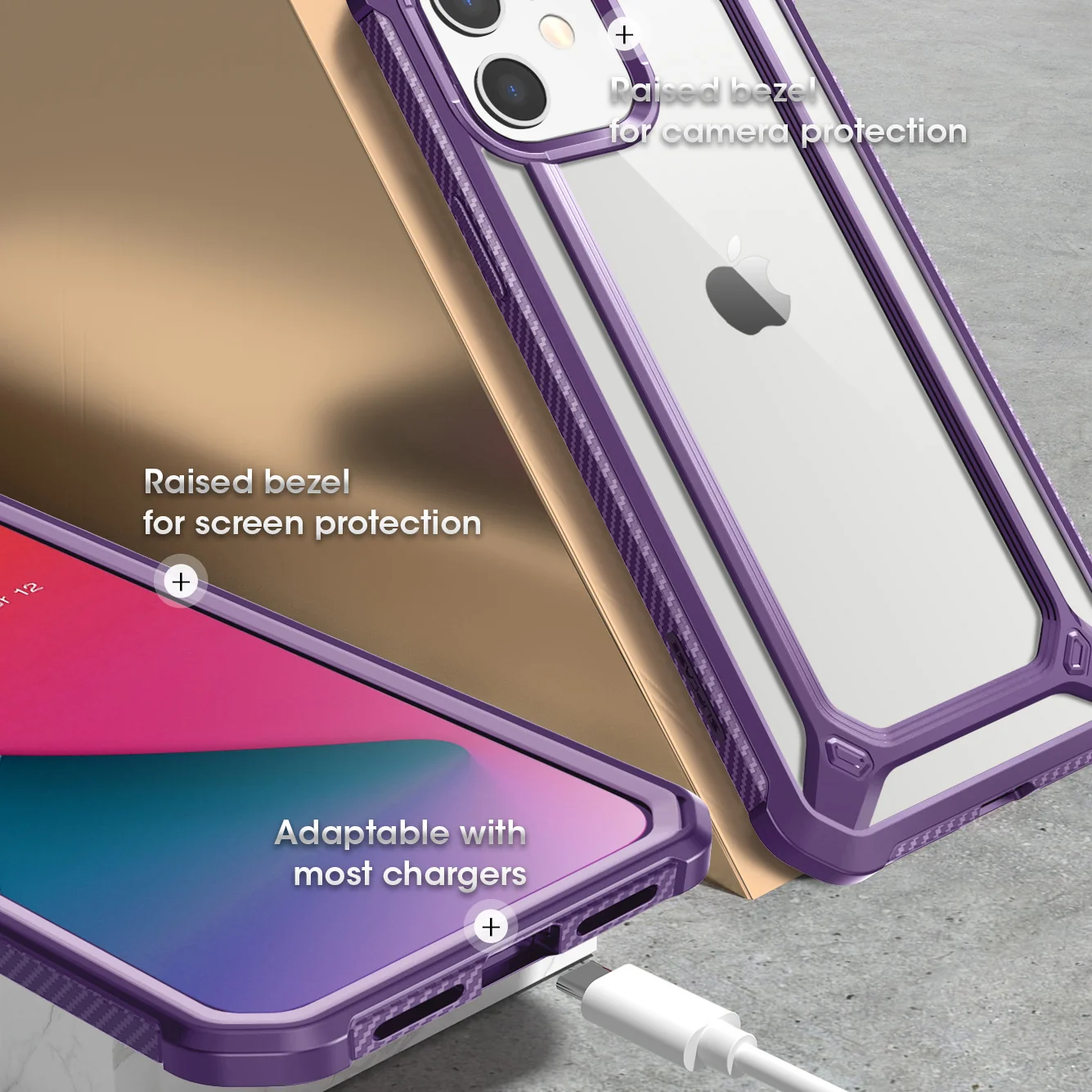 iPhone 12 mini 5.4 inch Unicorn Beetle Exo Clear Case-Purple - Image 8