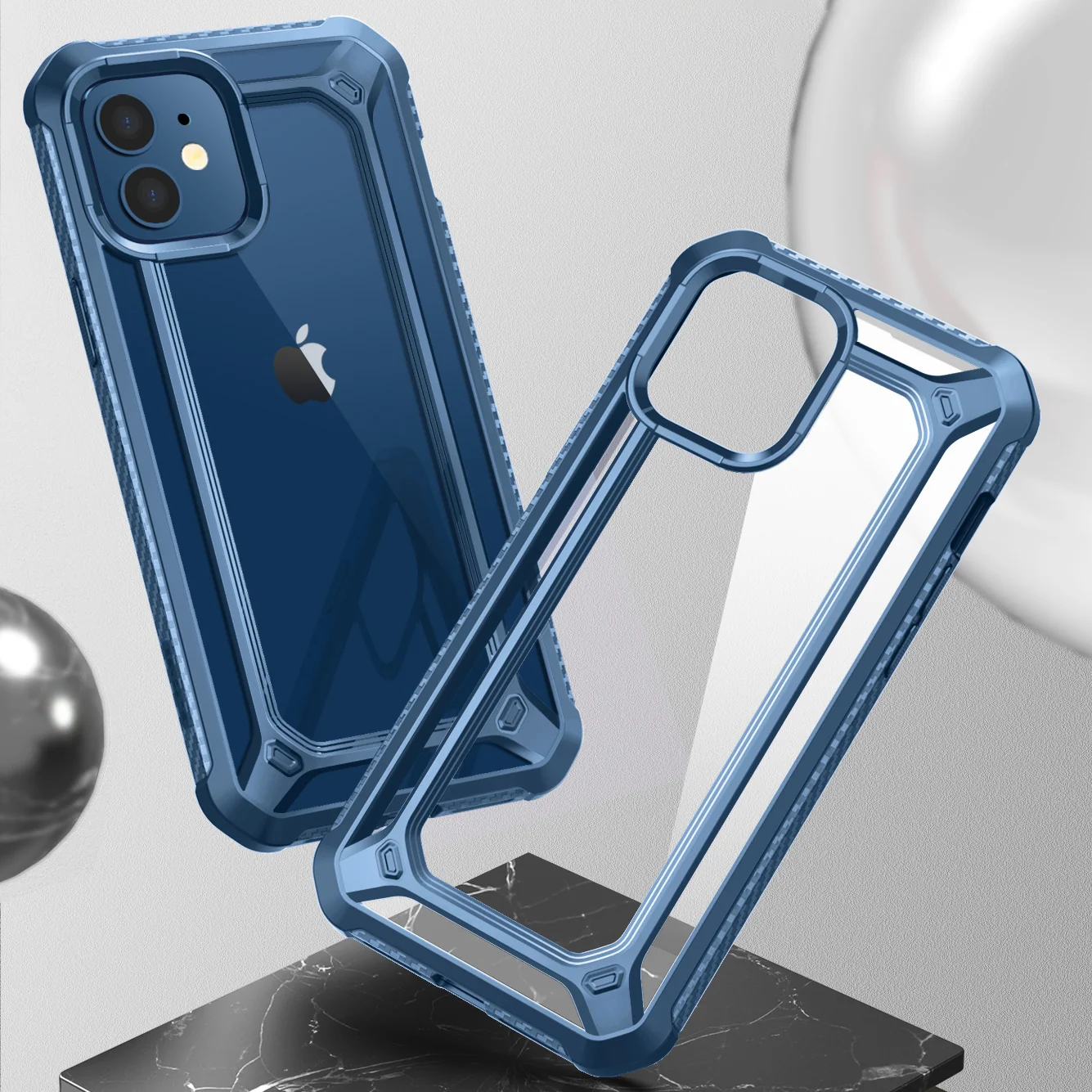 iPhone 12 mini 5.4 inch Unicorn Beetle Exo with Screen Protector Clear Case-Blue - Image 5
