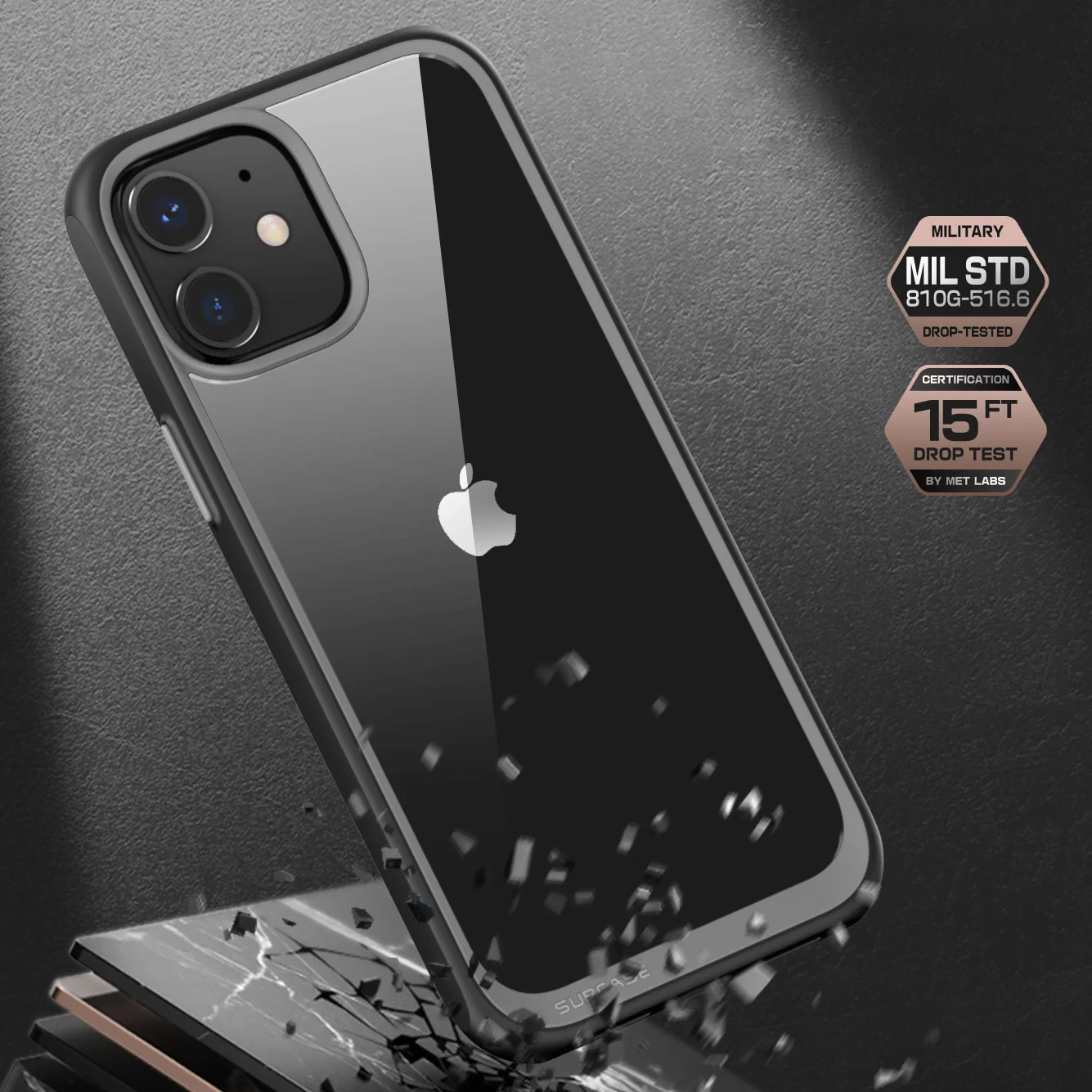 iPhone 12 mini 5.4 inch Unicorn Beetle Style Slim Clear Case-Black - Image 3