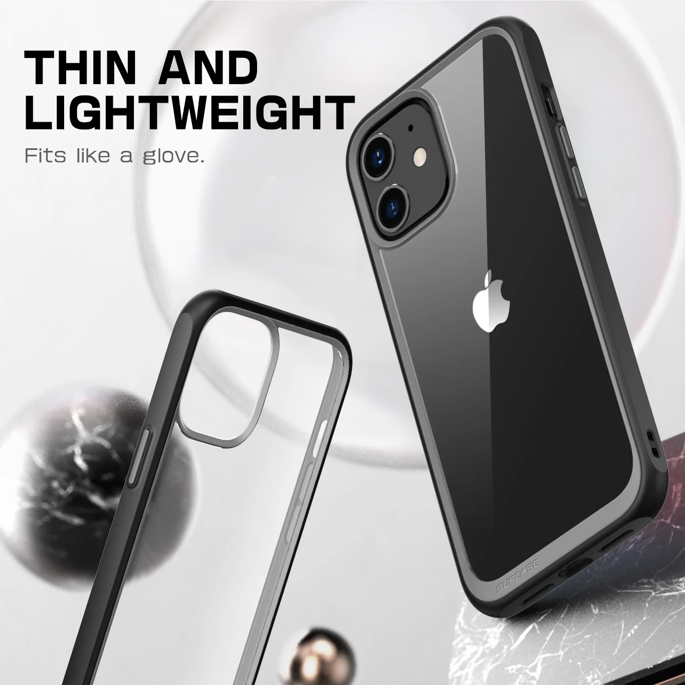 iPhone 12 mini 5.4 inch Unicorn Beetle Style Slim Clear Case-Black - Image 4