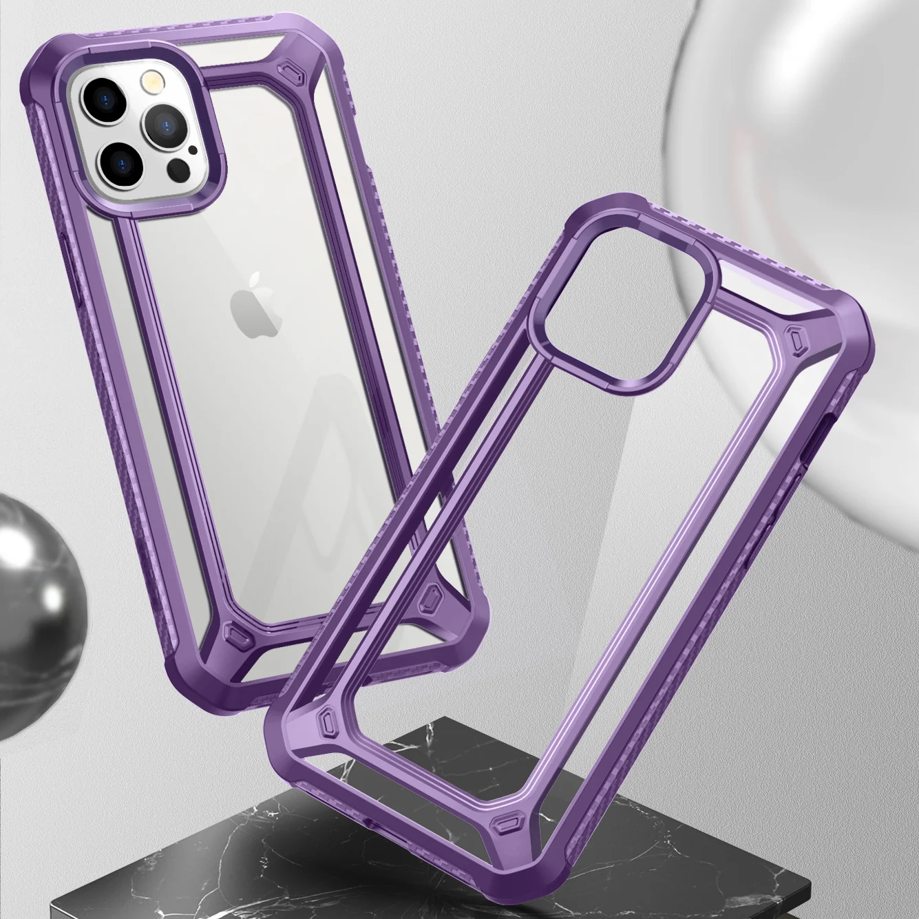 iPhone 12 Pro 6.1 inch Unicorn Beetle Exo Clear Case-Purple - Image 5