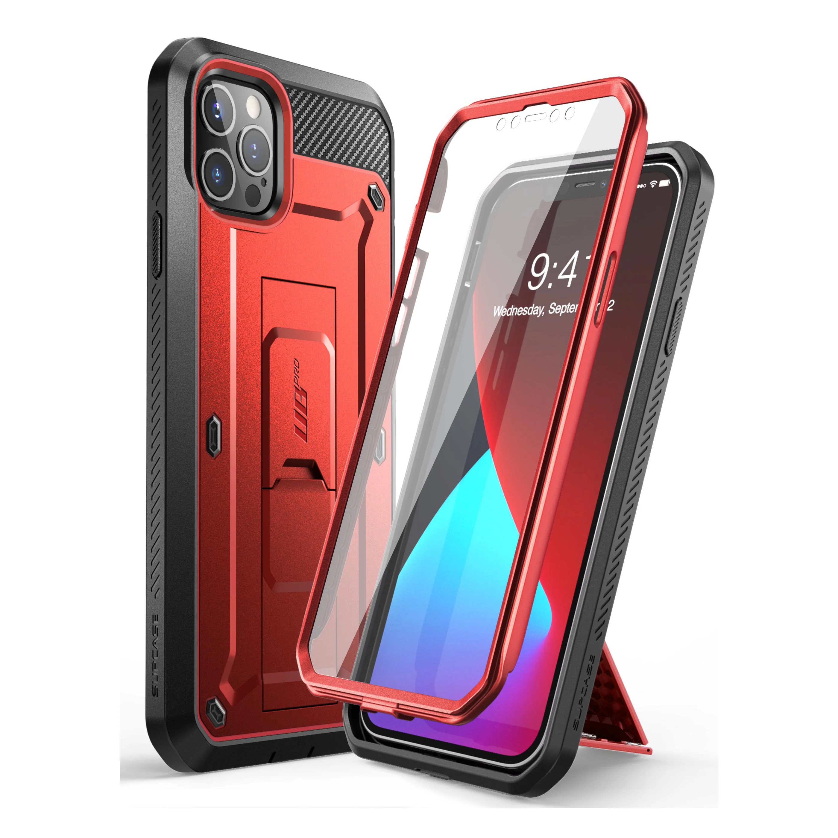 iPhone 12 Pro 6.1 inch Unicorn Beetle Pro Rugged Case-Metallic Red - Image 2