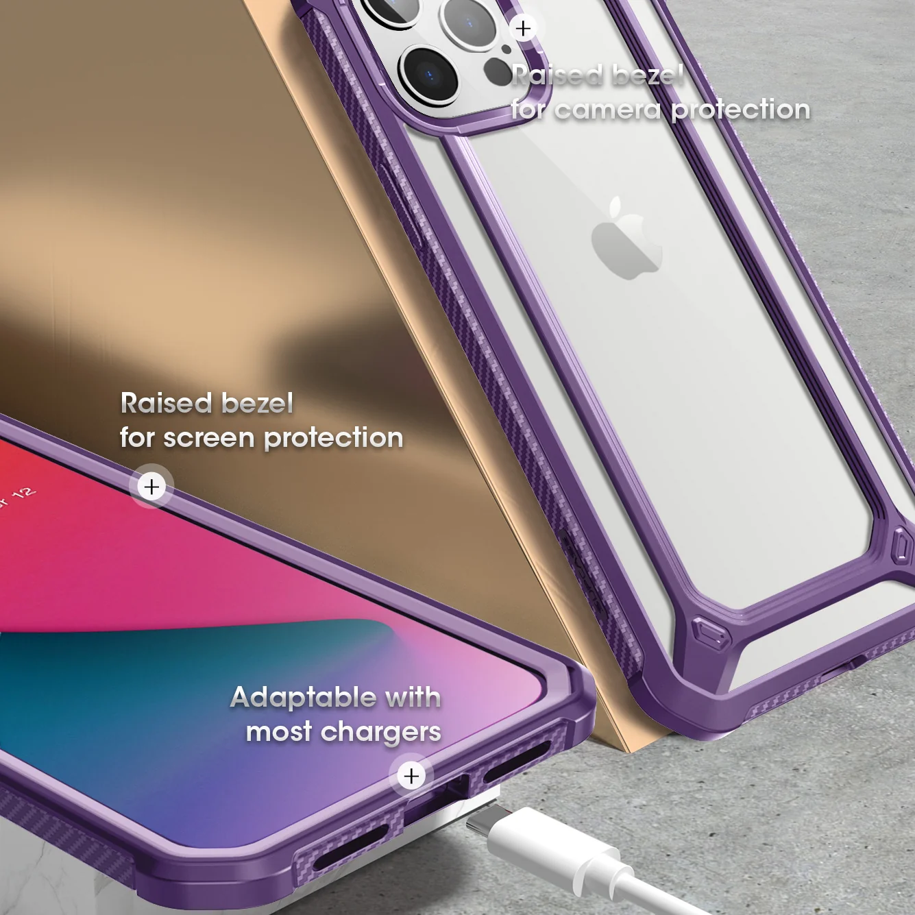 iPhone 12 Pro Max 6.7 inch Unicorn Beetle Exo Clear Case-Purple - Image 8
