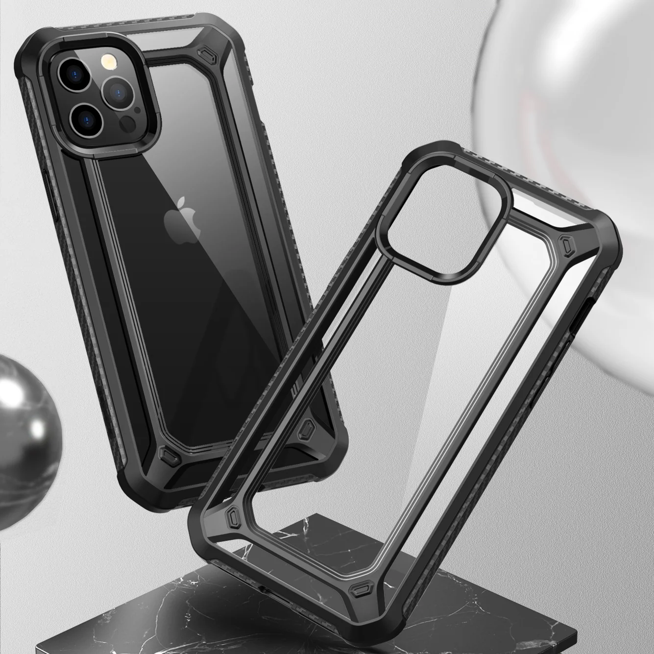 iPhone 12 Pro Max 6.7 inch Unicorn Beetle Exo with Screen Protector Clear Case-Black - Image 5