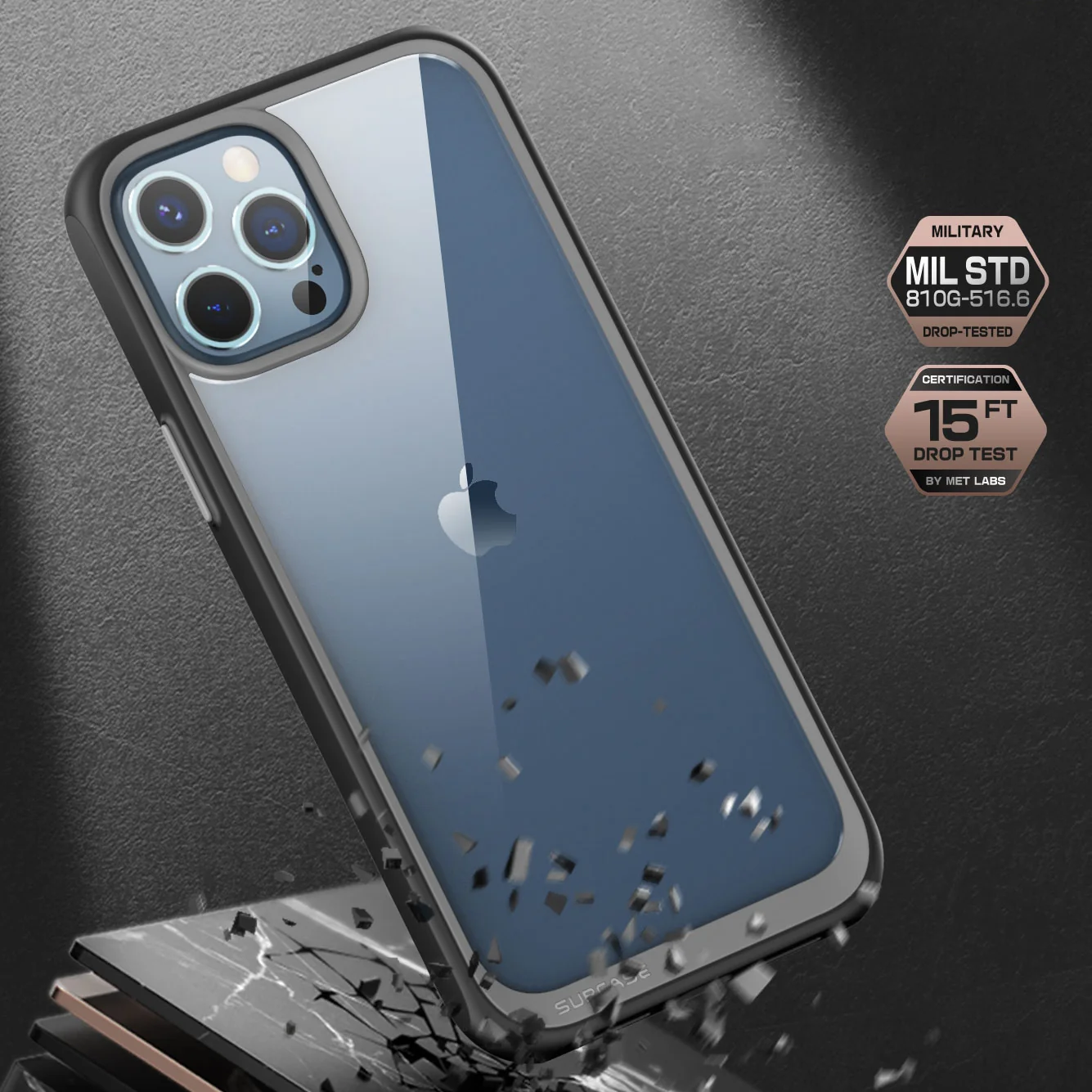 iPhone 12 Pro Max 6.7 inch Unicorn Beetle Style Slim Clear Case-Black - Image 3