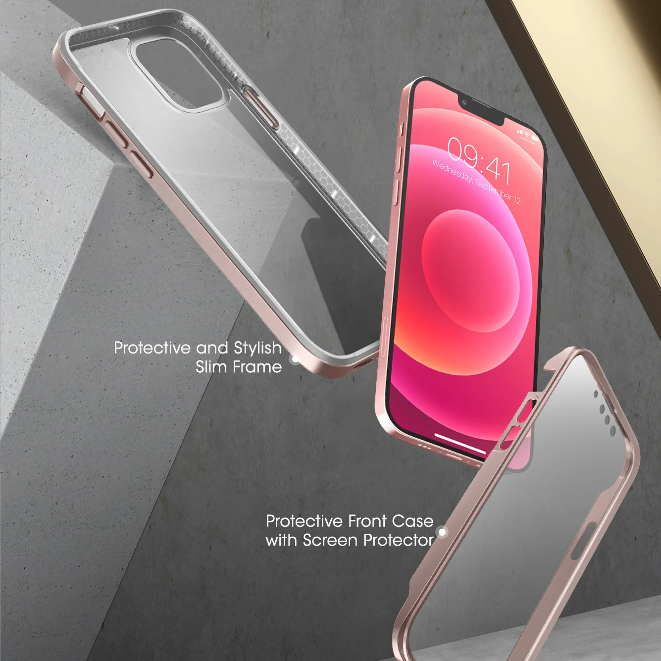 iPhone 13 6.1 inch Unicorn Beetle Edge with Screen Protector Clear Case-Peach - Image 3