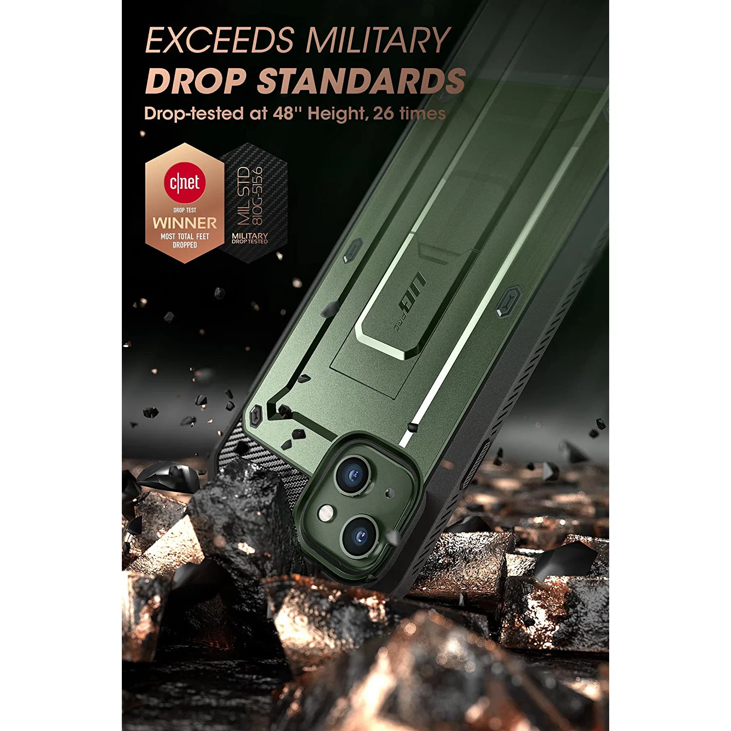iPhone 13 6.1 inch Unicorn Beetle Pro Rugged Case-Dark Green - Image 4