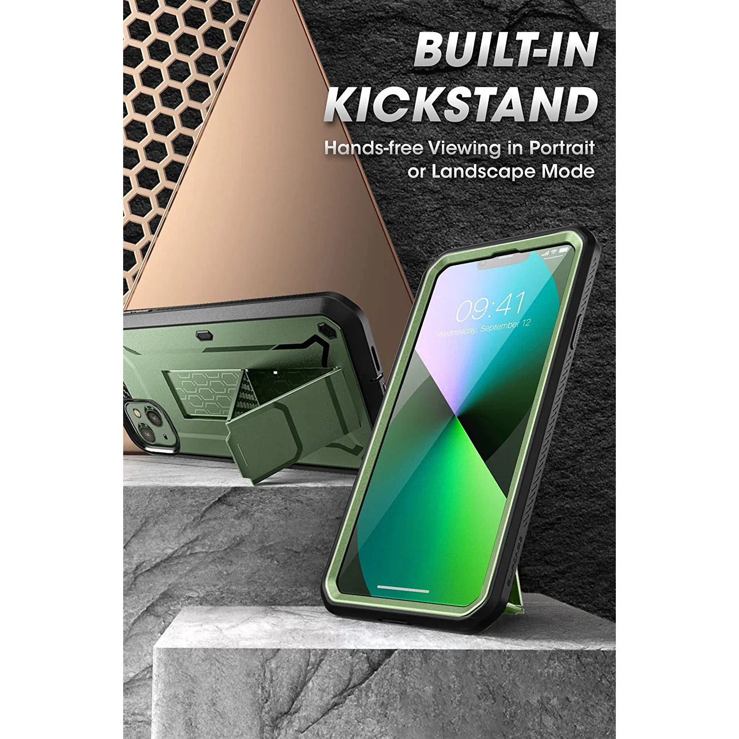 iPhone 13 6.1 inch Unicorn Beetle Pro Rugged Case-Dark Green - Image 5