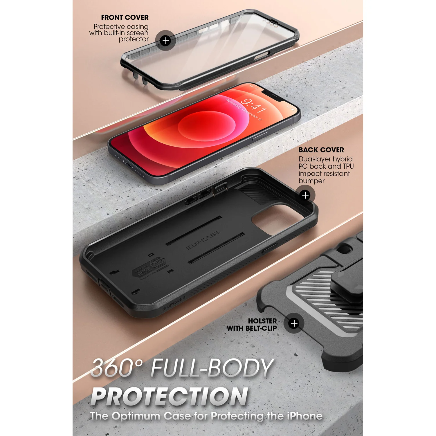 iPhone 13 6.1 inch Unicorn Beetle Pro Rugged Case(open box)-Black - Image 5