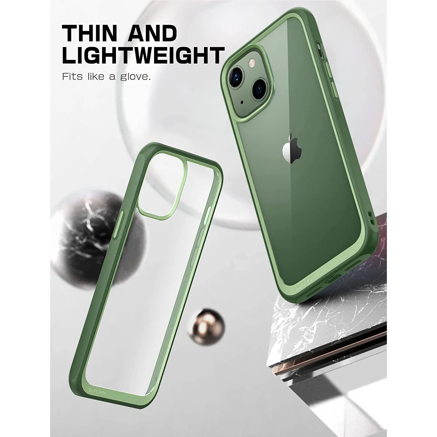 iPhone 13 6.1 inch Unicorn Beetle Style Slim Clear Case-Green - Image 4