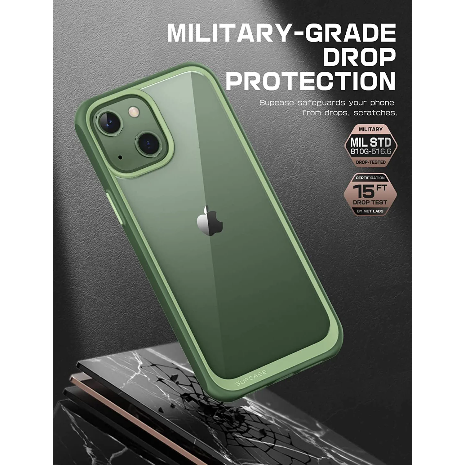 iPhone 13 6.1 inch Unicorn Beetle Style Slim Clear Case-Green - Image 5