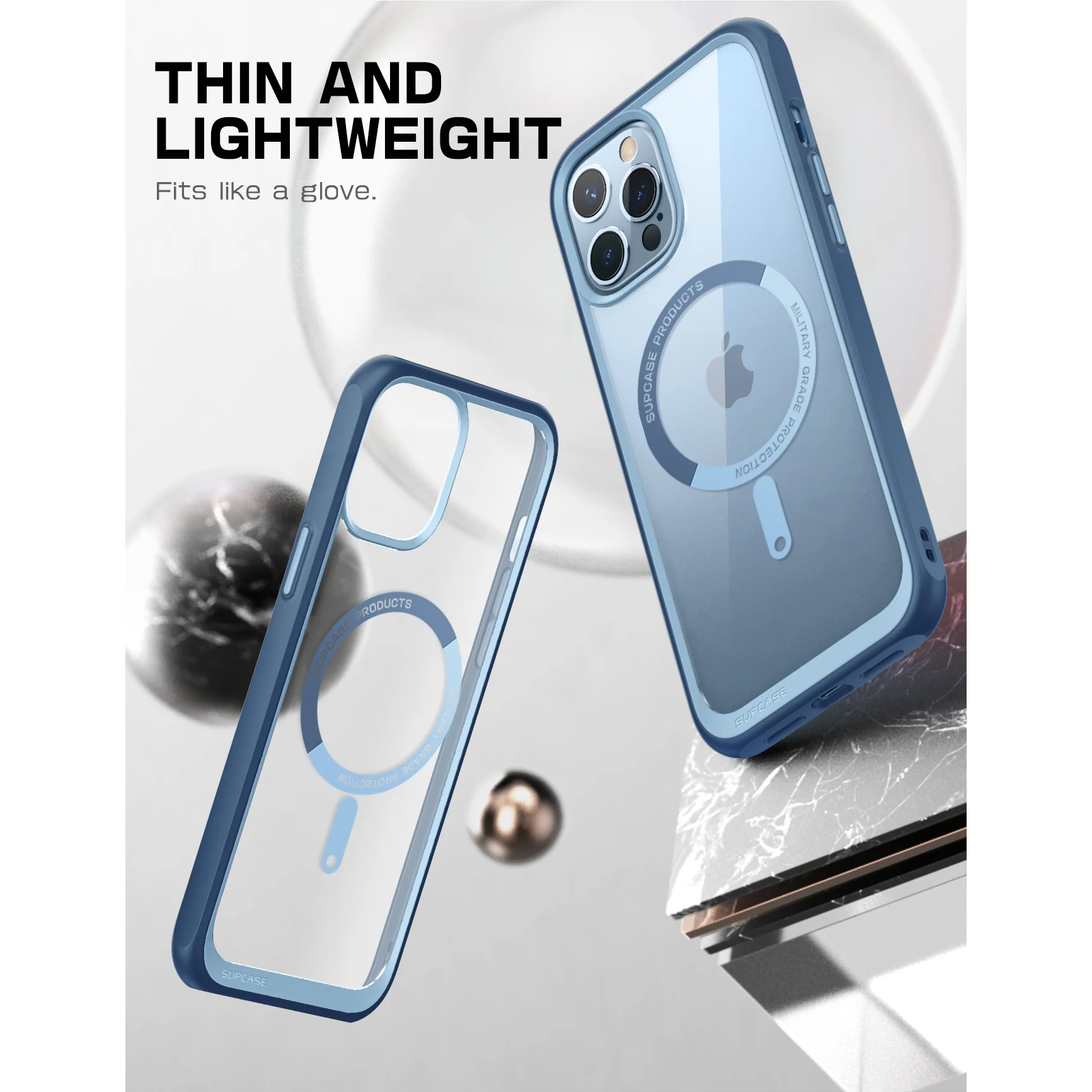 iPhone 13 Pro 6.1 inch Unicorn Beetle MAG Slim Clear MagSafe Case-Blue - Image 4