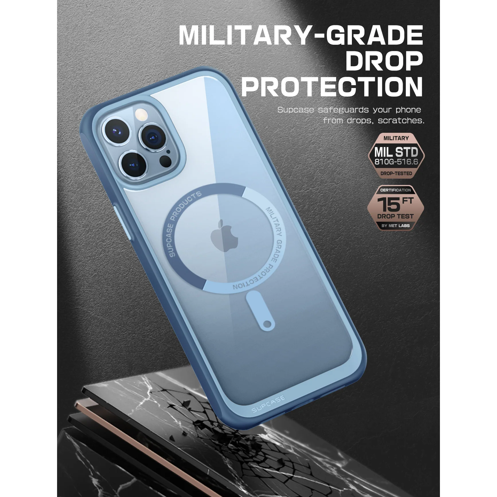 iPhone 13 Pro 6.1 inch Unicorn Beetle MAG Slim Clear MagSafe Case-Blue - Image 5