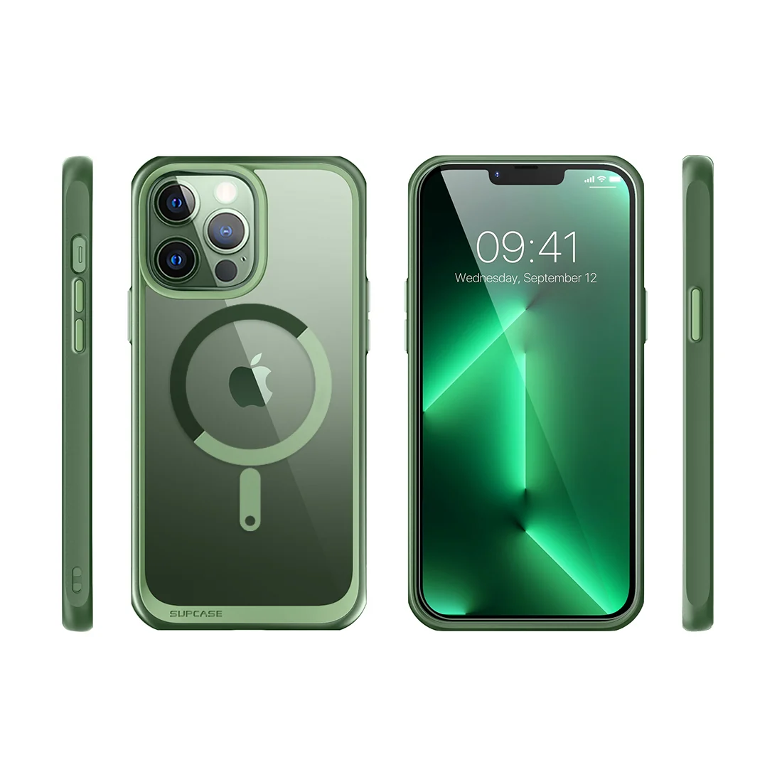 iPhone 13 Pro 6.1 inch Unicorn Beetle MAG Slim Clear MagSafe Case-Green - Image 12