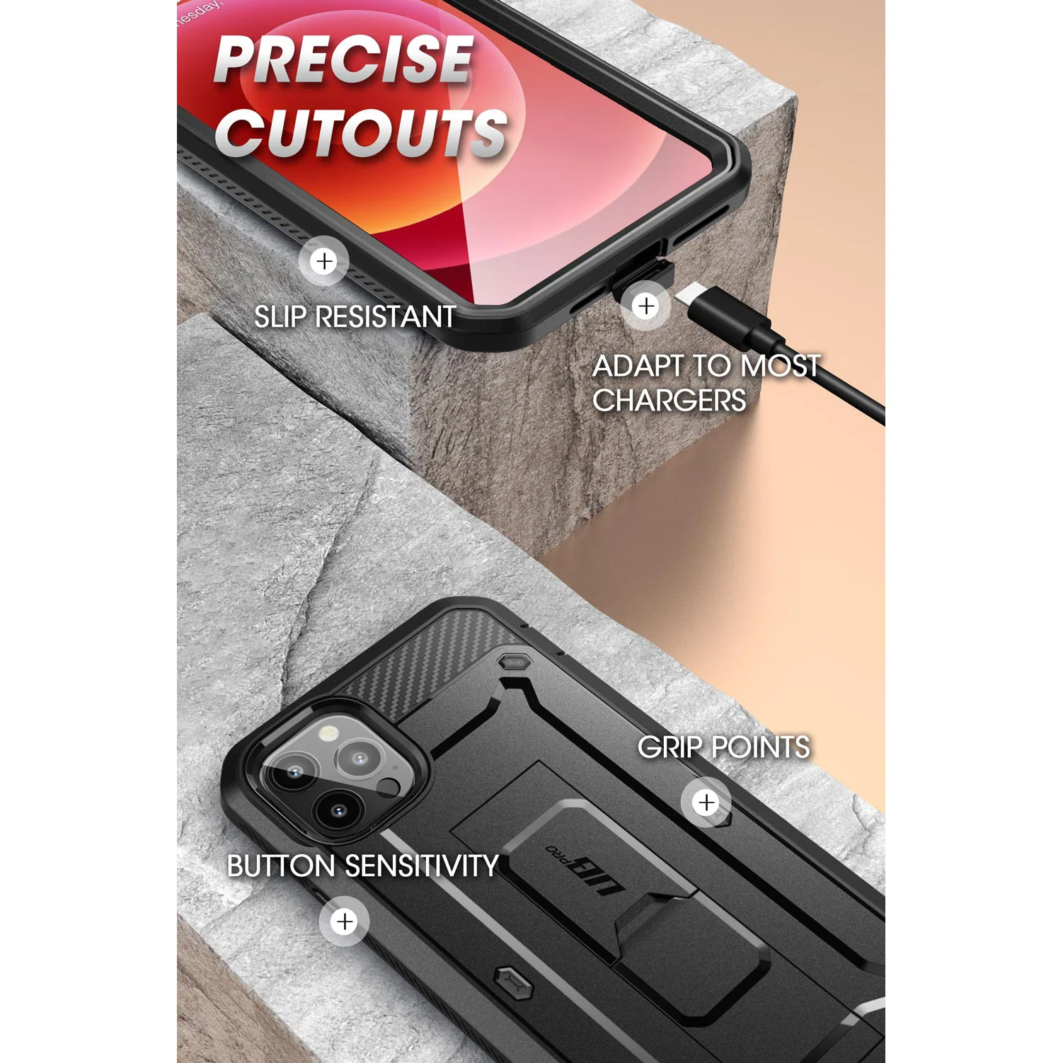 iPhone 13 Pro 6.1 inch Unicorn Beetle Pro Rugged Case-Black - Image 7