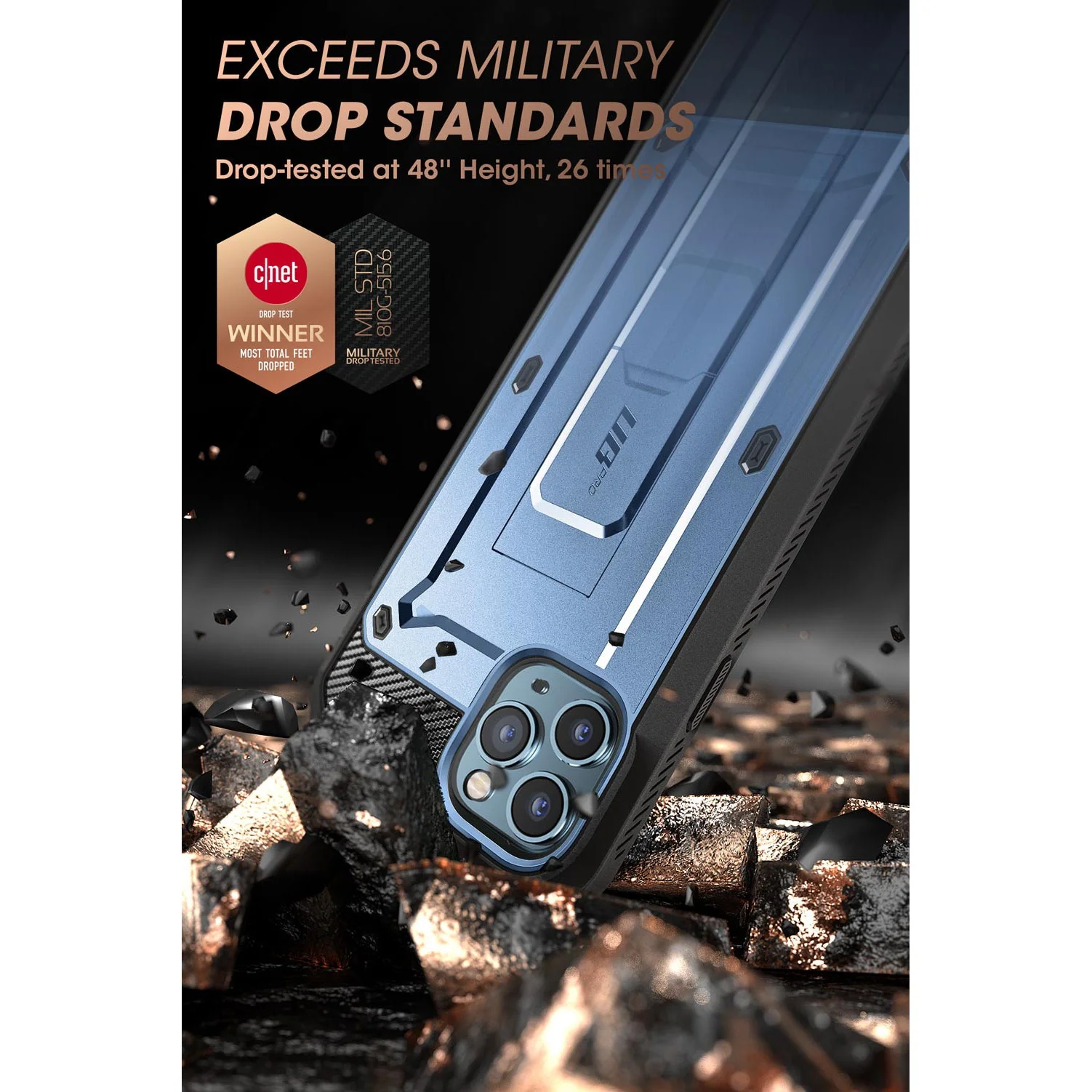 iPhone 13 Pro 6.1 inch Unicorn Beetle Pro Rugged Case(open box)-Metallic Blue - Image 3
