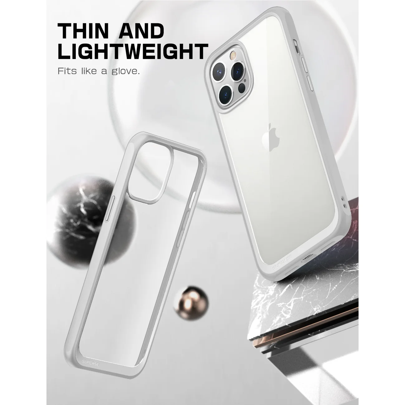 iPhone 13 Pro 6.1 inch Unicorn Beetle Style Slim Clear Case-Gray - Image 3