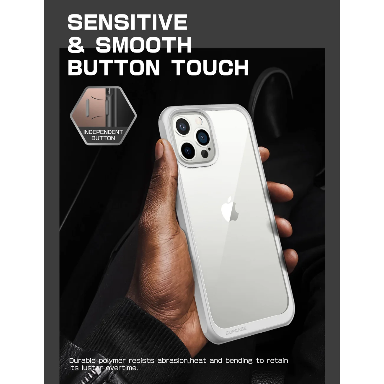 iPhone 13 Pro 6.1 inch Unicorn Beetle Style Slim Clear Case-Gray - Image 8