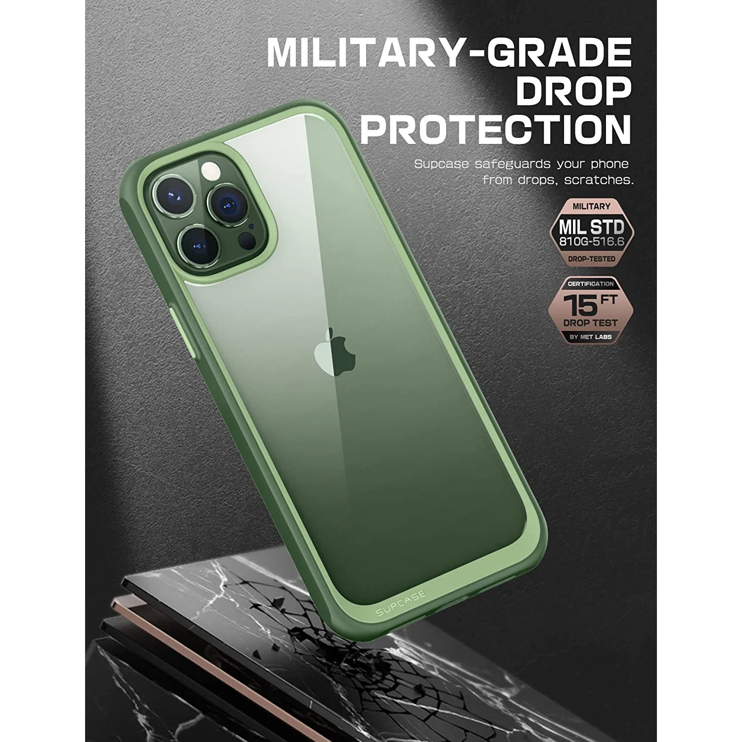 iPhone 13 Pro 6.1 inch Unicorn Beetle Style Slim Clear Case-Green - Image 5