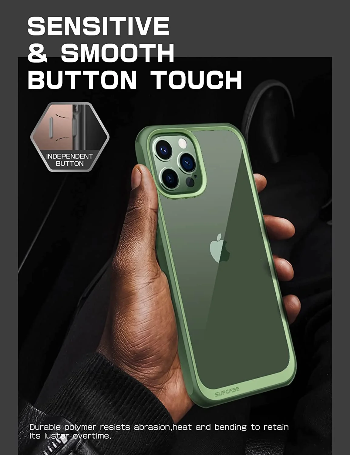 iPhone 13 Pro 6.1 inch Unicorn Beetle Style Slim Clear Case-Green - Image 9