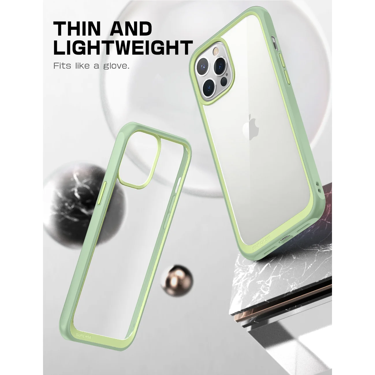 iPhone 13 Pro 6.1 inch Unicorn Beetle Style Slim Clear Case-Mint Green - Image 3