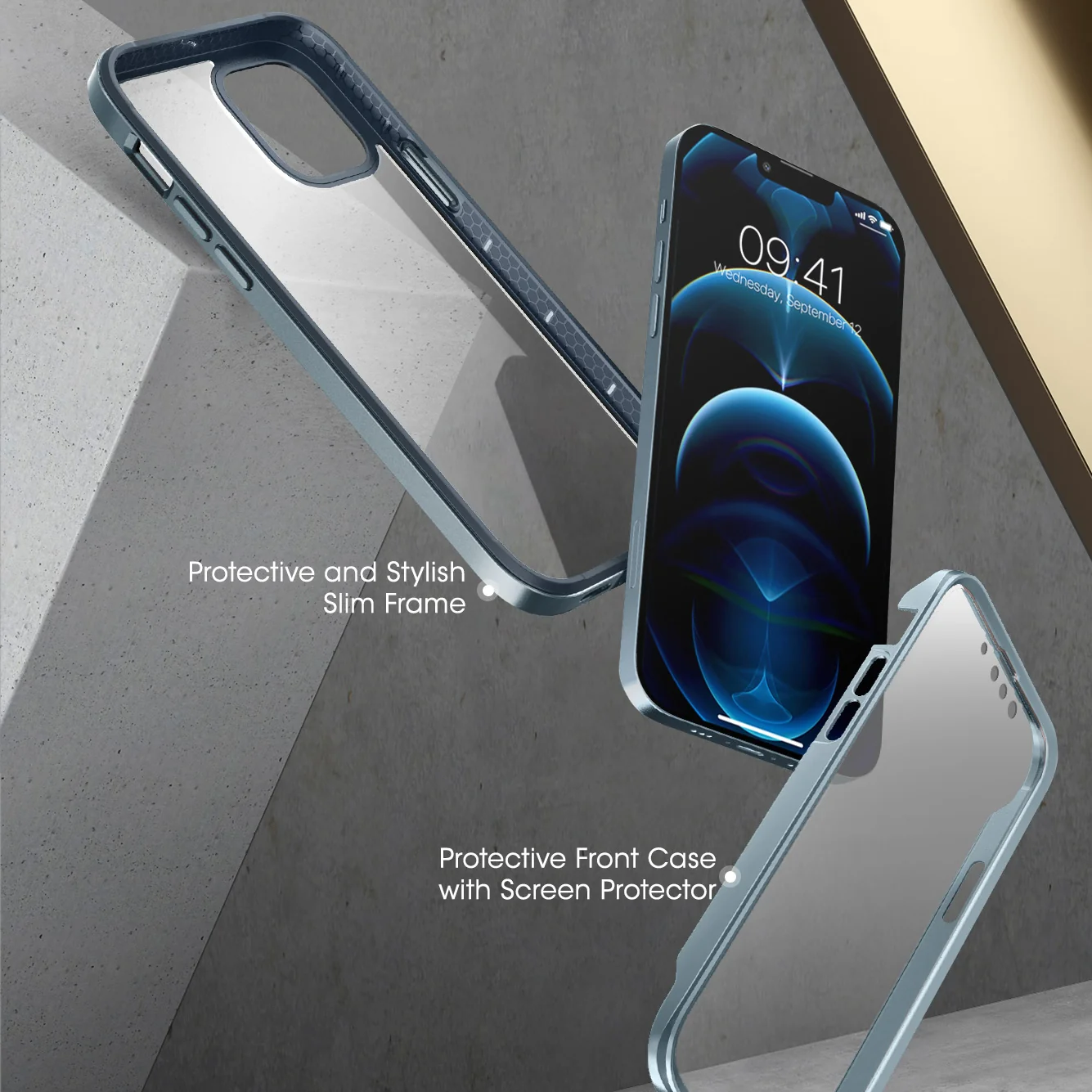 iPhone 13 Pro Max 6.7 inch Unicorn Beetle Edge with Screen Protector Clear Case-Blue - Image 3