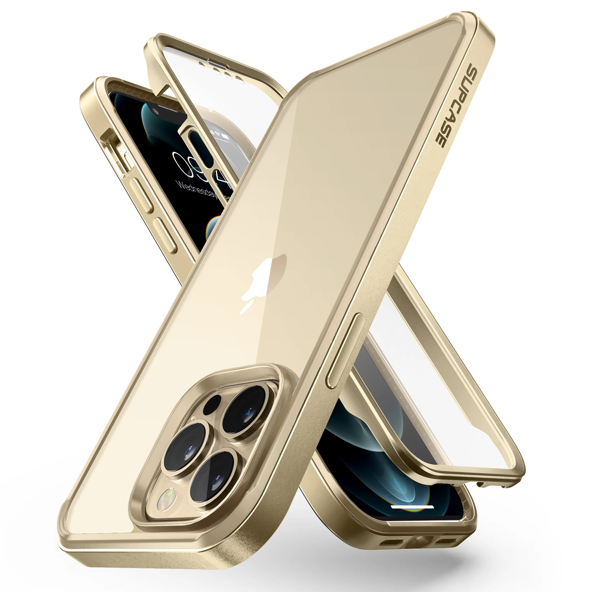 iPhone 13 Pro Max 6.7 inch Unicorn Beetle Edge with Screen Protector Clear Case-Gold - Image 3