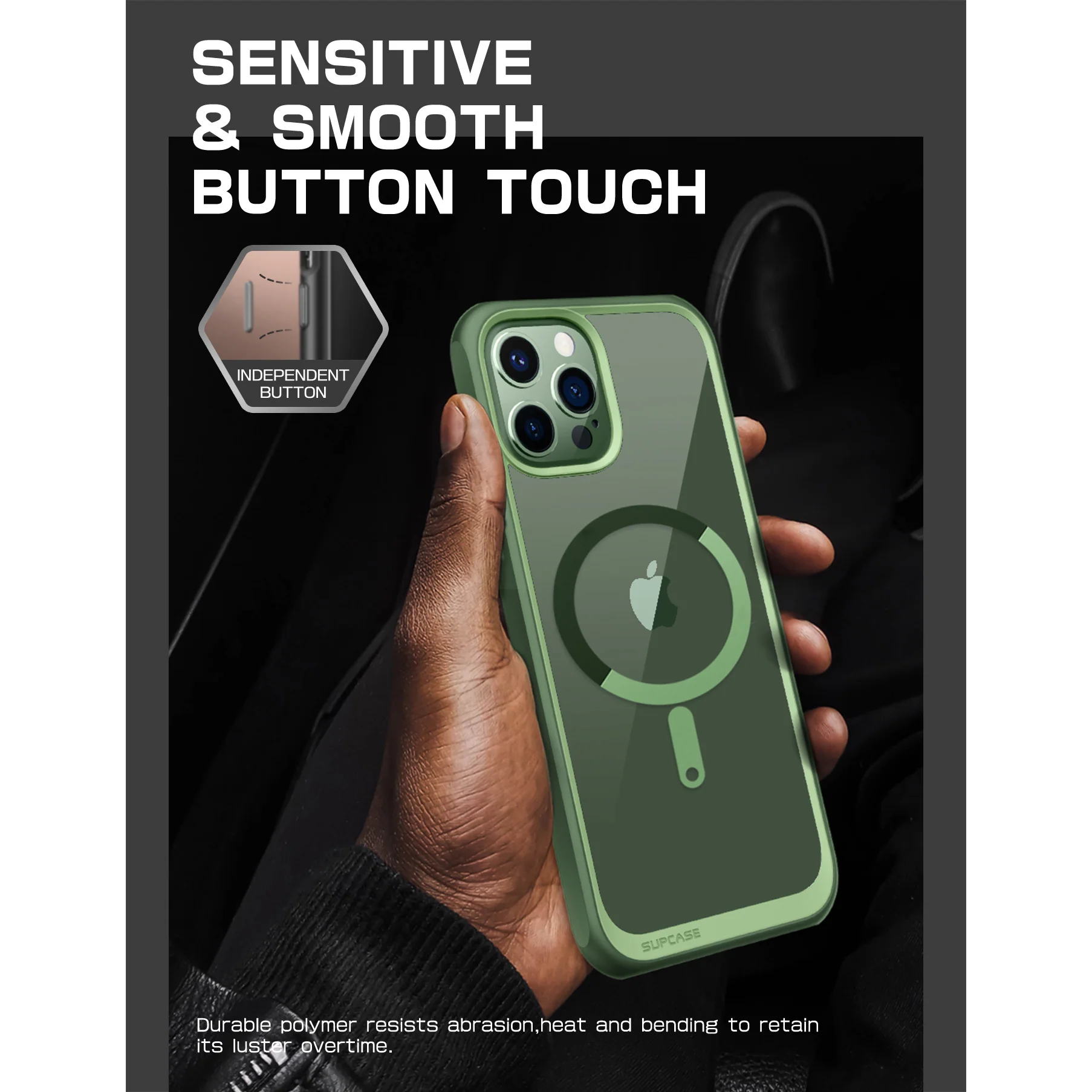 iPhone 13 Pro Max 6.7 inch Unicorn Beetle MAG Slim Clear MagSafe Case-Green - Image 9