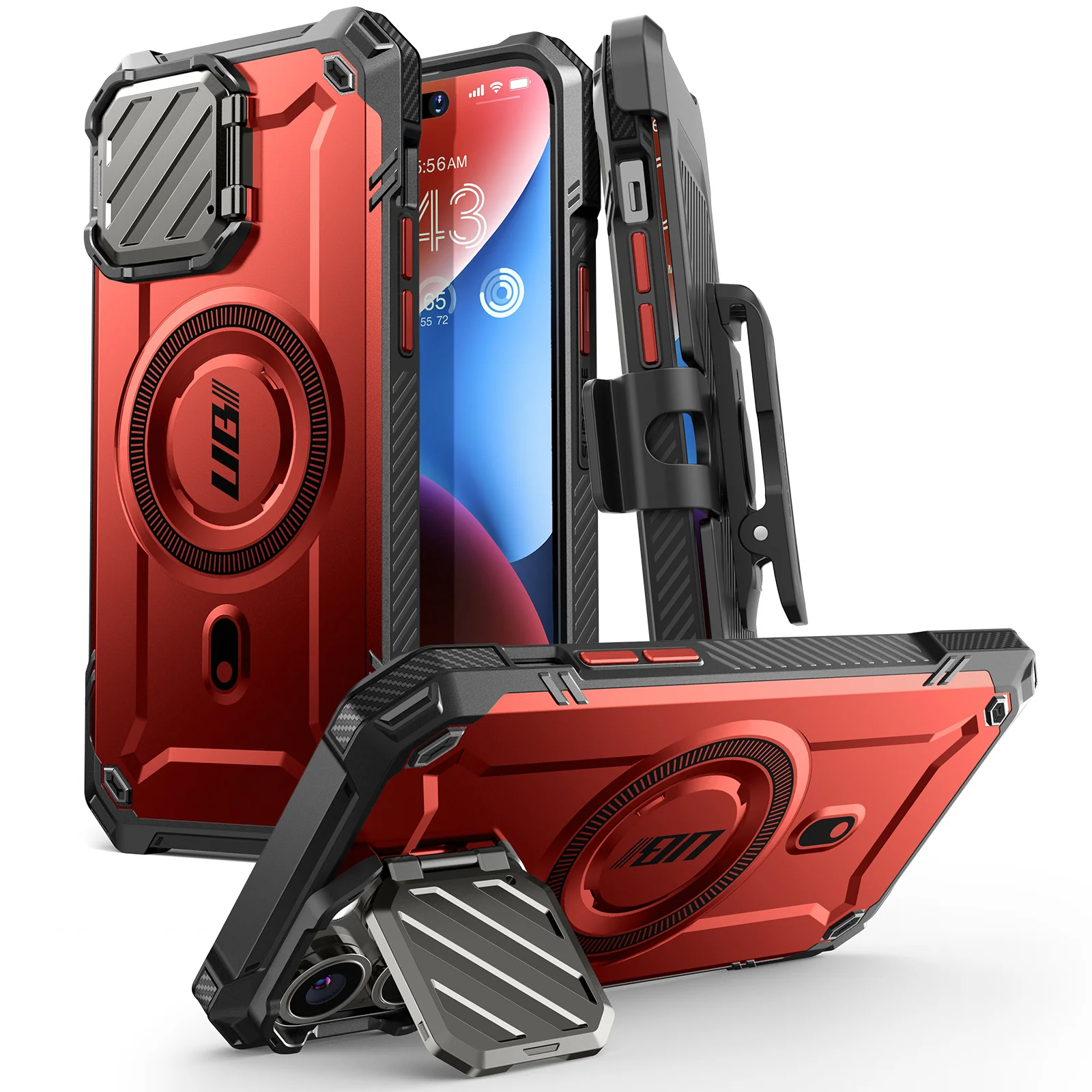 iPhone 13 Pro Max 6.7 inch Unicorn Beetle MAG XT MagSafe Holster Case-Metallic Red - Image 3
