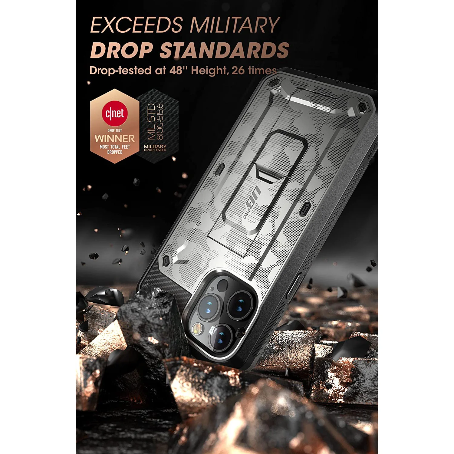 iPhone 13 Pro Max 6.7 inch Unicorn Beetle Pro Rugged Case-Gray Camo - Image 3