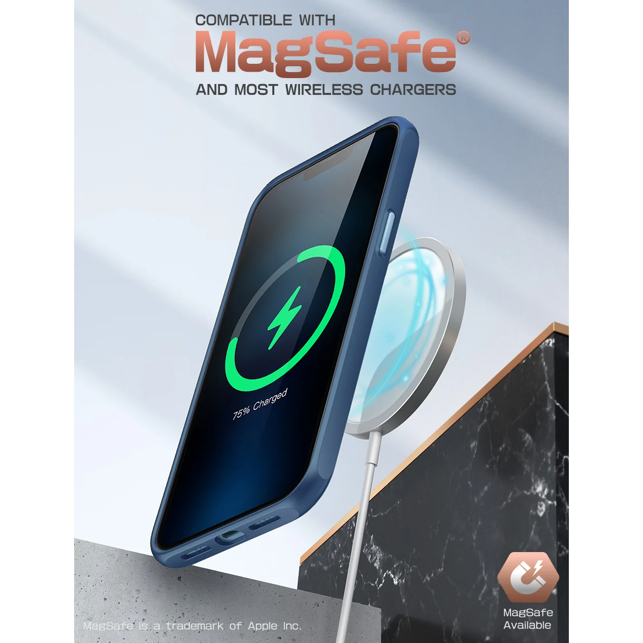 iPhone 13 Pro Max 6.7 inch Unicorn Beetle Style Slim Clear Case-Blue - Image 7