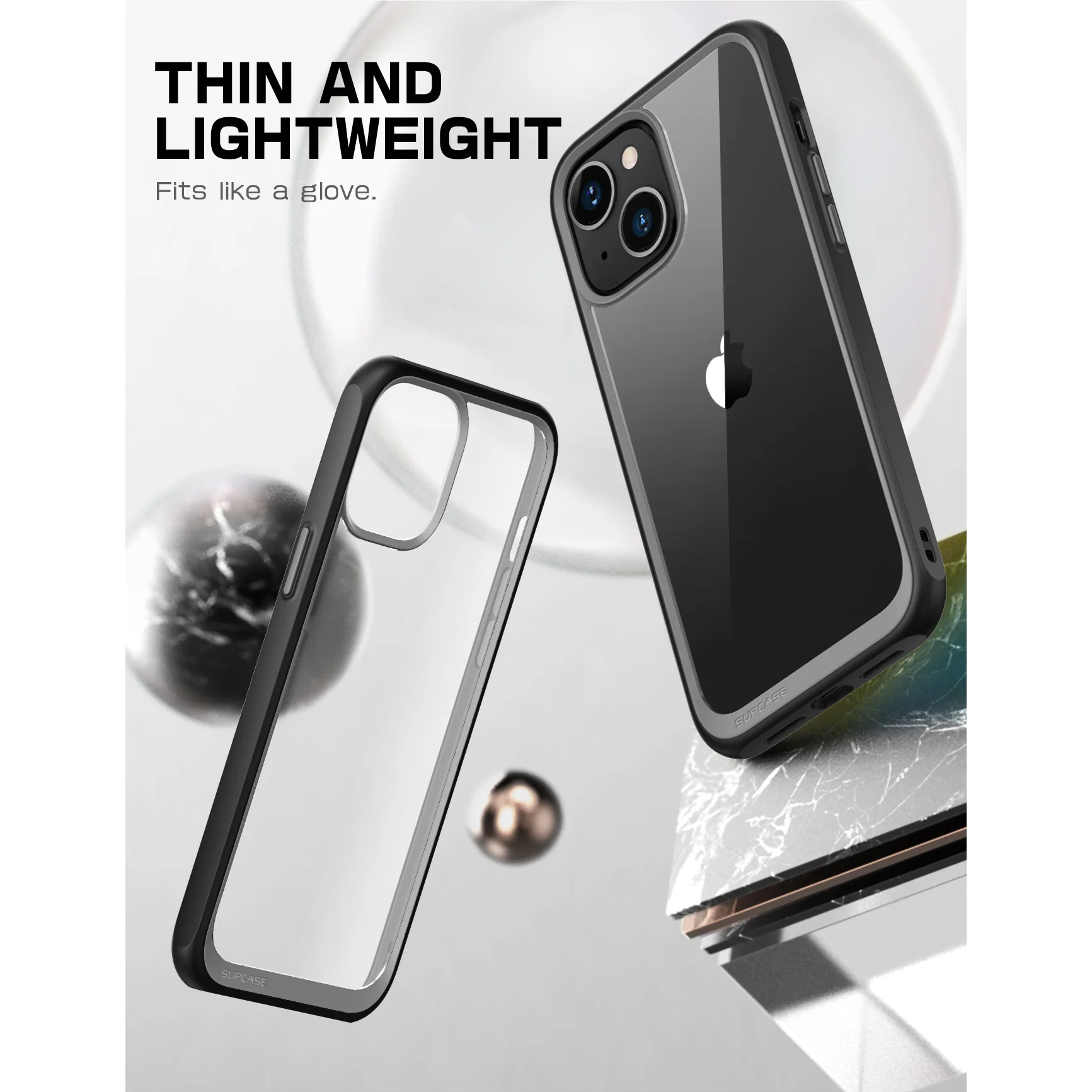 iPhone 14 Plus 6.7 inch Unicorn Beetle Style Slim Clear Case-Black - Image 3