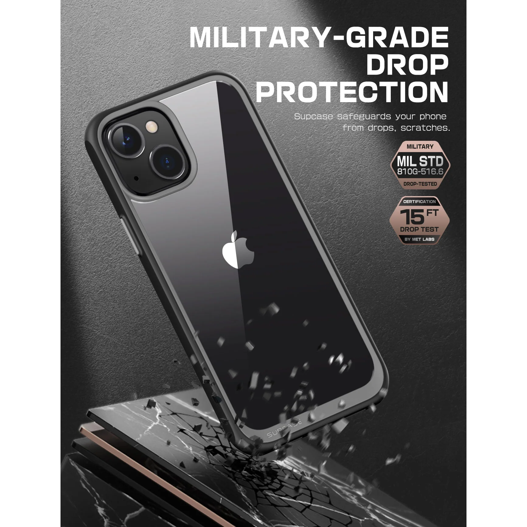 iPhone 14 Plus 6.7 inch Unicorn Beetle Style Slim Clear Case-Black - Image 4