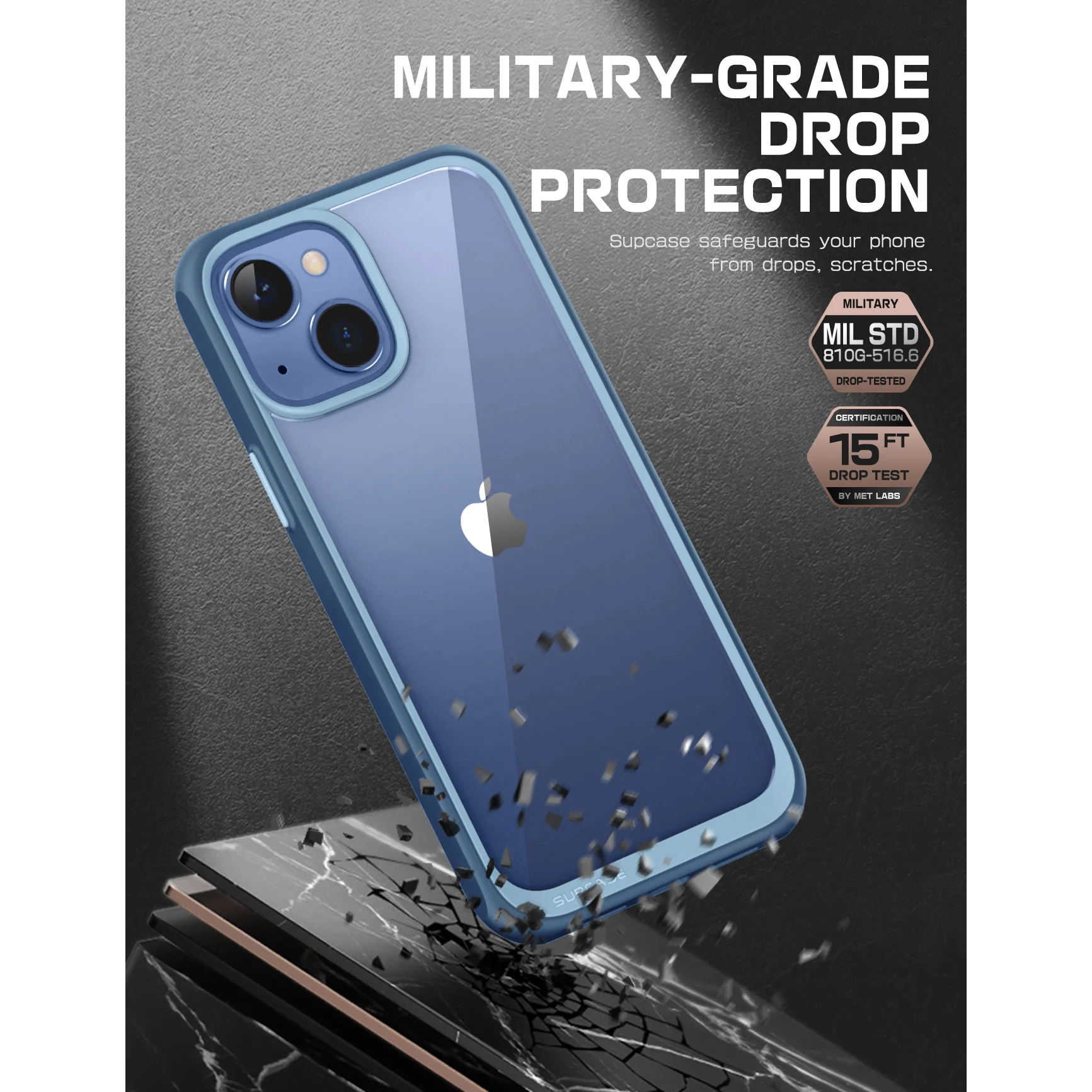 iPhone 14 Plus 6.7 inch Unicorn Beetle Style Slim Clear Case-Blue - Image 4