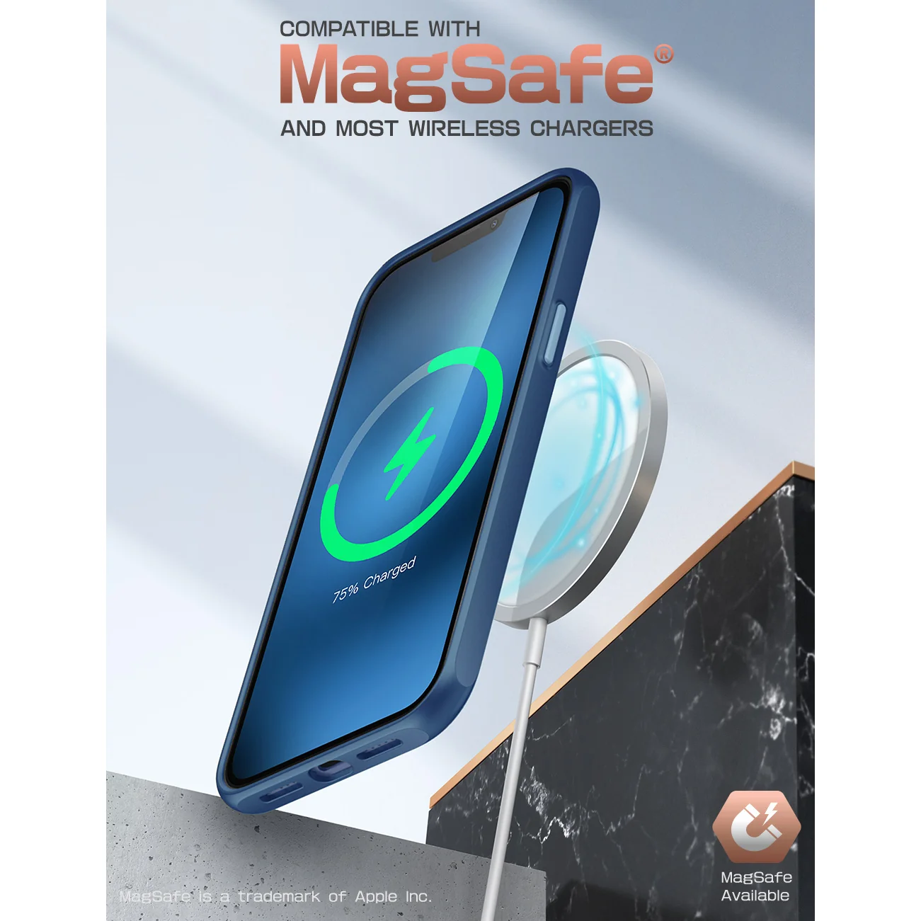 iPhone 14 Plus 6.7 inch Unicorn Beetle Style Slim Clear Case-Blue - Image 7