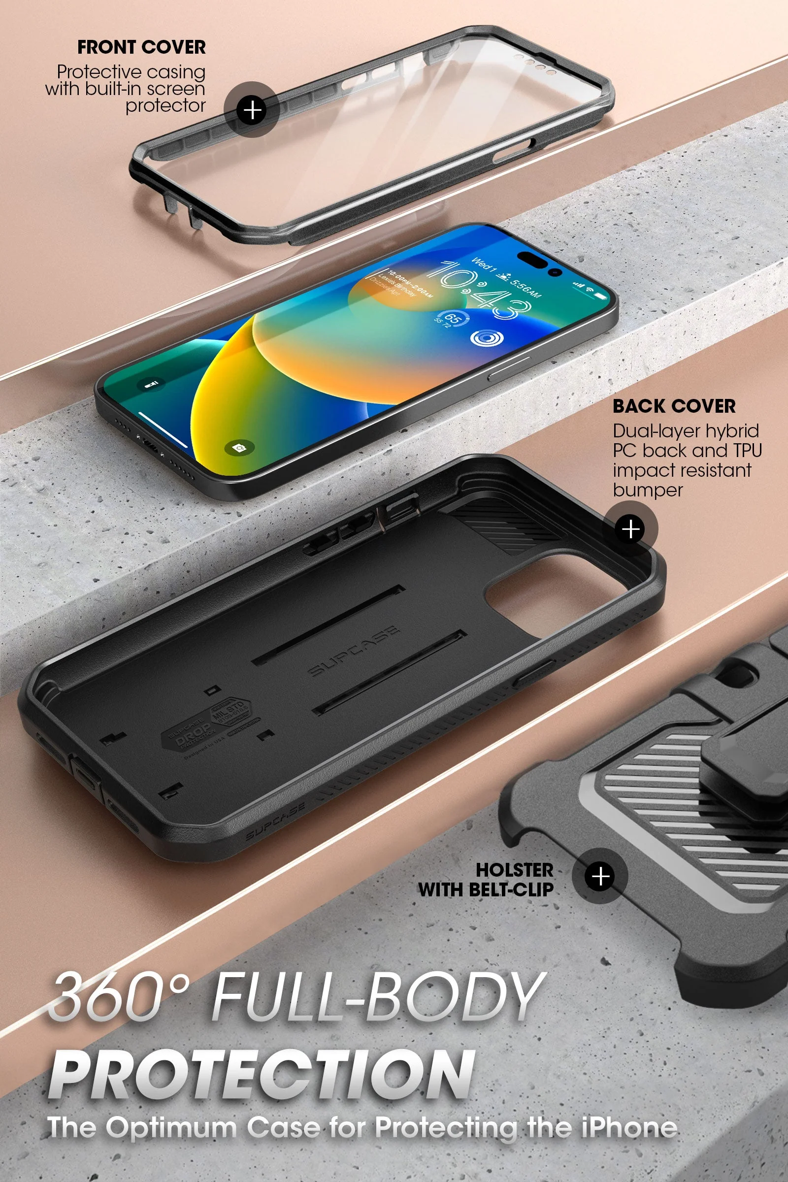 iPhone 14 Pro 6.1 inch Unicorn Beetle Pro Rugged Case(open box)-Black - Image 5